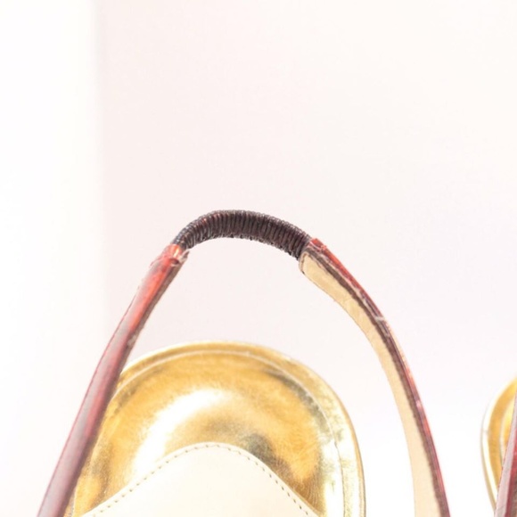 CHRISTIAN LOUBOUTIN #4775 Red-Gold Slingback Heels - Picture 8 of 8